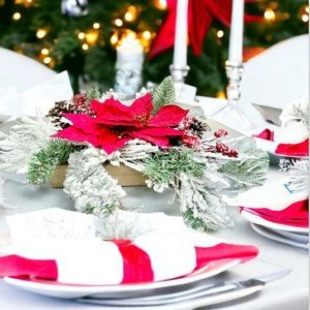 Christmas Holiday Floral Artificial Iced Winter Centerpiece Home Decor 20 Inch